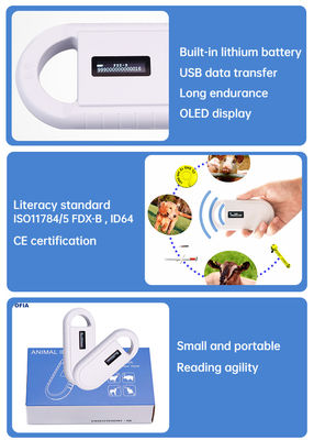 Fofia ручной пластиковый микрочип для животных с RFID-картой PT160 134,2 кГц OLED экран USB литийная батарея CE сертифицированный ISO 5-10 см