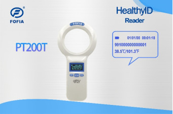 PT200T RFID и температурный считыватель для идентификации животных и чтения температуры.