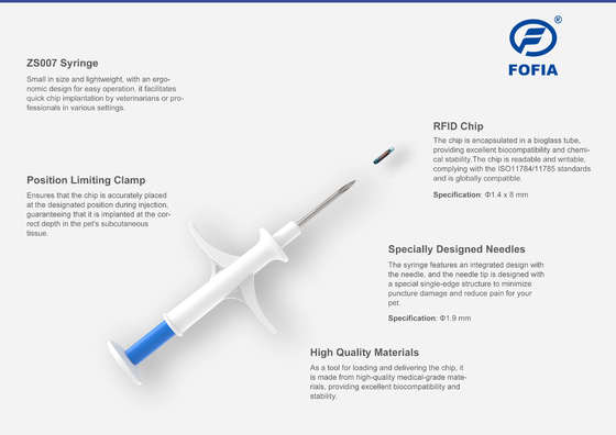 Одноразовый шприц с микрочипом для идентификации животных для здоровья и благополучия животных со стерильным бумажно-пластиковым упаковочным пакетом