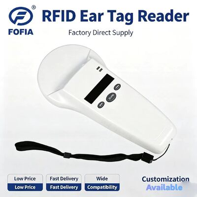 Прочный пластиковый портативный RFID-считыватель FOFIA с OLED-экраном 128x32 / USB для использования на больших расстояниях для домашних животных и ферм / ранчо