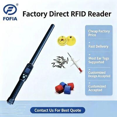 FOFIA водонепроницаемая дальность 134,2 кГц RFID Ear Tag Reader Протокол ISO11784/5 30-100 см Дистанция чтения PVC