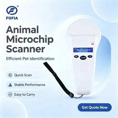 Прочный белый RFID ручной считыватель FOFIA с OLED-экраном 128x32 и протоколом ISO11784/5 для расстояния чтения 10-20 см