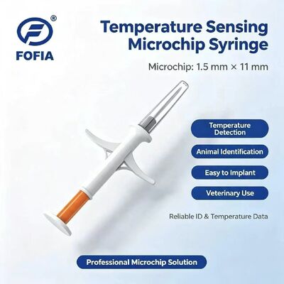 ICAR сертифицированный Fofia Новый чувствительный к температуре горячий микрочип RFID PP Animal ID водонепроницаемый для домашних животных собак и кошек 1,5 года гарантия