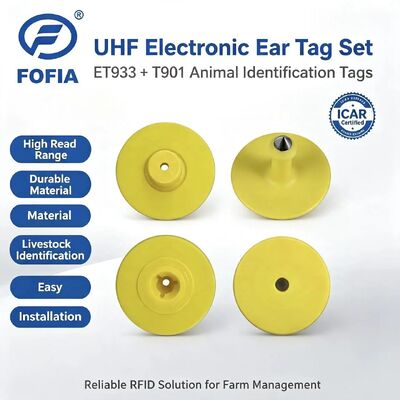 Новые электронные водонепроницаемые RFID ушные бирки UHF из ТПУ 5,7 мм желтые для животных ET933+T901 Чипы Гарантия 5 лет для крупного рогатого скота Fofia