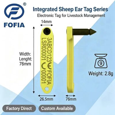 Новый Fofia HDX высокотемпературный устойчивый интегрированный антиотлив TPU лазерно-кодированный электронный ET969 Yellow Sheep RFID Ear Tag 1.5