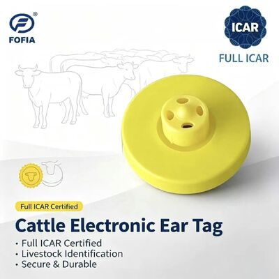 Новые водонепроницаемые RFID TPU желтые ушные бирки для животных ICAR LF 14,5 мм с чипами ET908+T901, 5-летняя гарантия для крупного рогатого скота Fofia