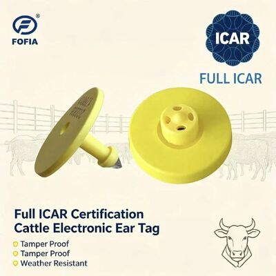 Водонепроницаемая полнофункциональная сертифицированная ICAR метка для коров Fofia ET908 желтая RFID TPU с гарантией 1,5 года для животноводства