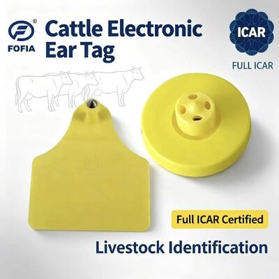 Новые полнофункциональные ушные бирки FOFIA ICAR LF, прочные, водонепроницаемые, RFID, TPU, желтые, для коров, свиней, овец, ET908+T905, чипы EM4305, гарантия 5 лет, 14,5 мм