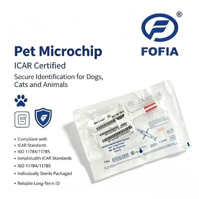 Водонепроницаемый Fofia Новый горячий продажа RFID 134.2кГц PP Материал ID собаки микрочип Водонепроницаемый сельскохозяйственное использование домашнее животное Инъекция 1,5 года Ушная метка
