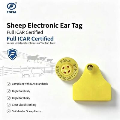 Fofia ET957+T967 Комбинированный электронный ушной идентификатор для овец, коз и крупного рогатого скота RFID TPU Лазерная маркировка Гарантия 3 года