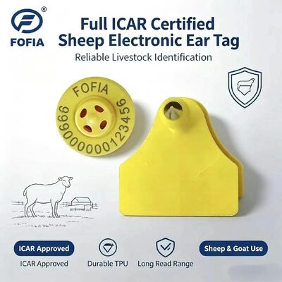 Fofia ET957+T967 Комбинированная электронная ушная бирка для отслеживания животных (овцы, козы, крупный рогатый скот) Новая высококачественная RFID TPU с лазерной маркировкой 3