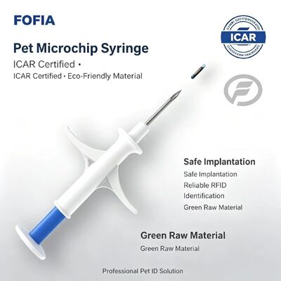FOFIA ZS007 ICAR Сертифицированный 134.2kHz RFID Животный микрочип FDX/EM4305 IP67 водонепроницаемый Белый PP 1.4x8mm Собака Кошка Кролик Кровь Новый