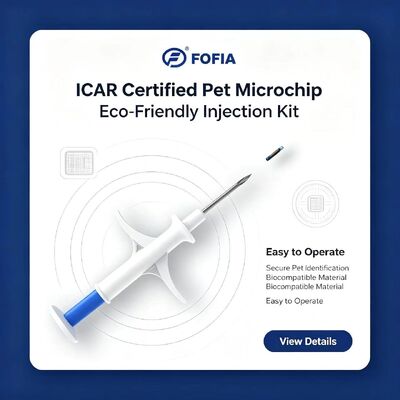 FOFIA ZS007 ICAR сертифицированный 134.2kHz RFID микрочип для животных FDX/EM4305 IP67 водонепроницаемая белая PP 1.4x8 мм собака кошка домашние животные