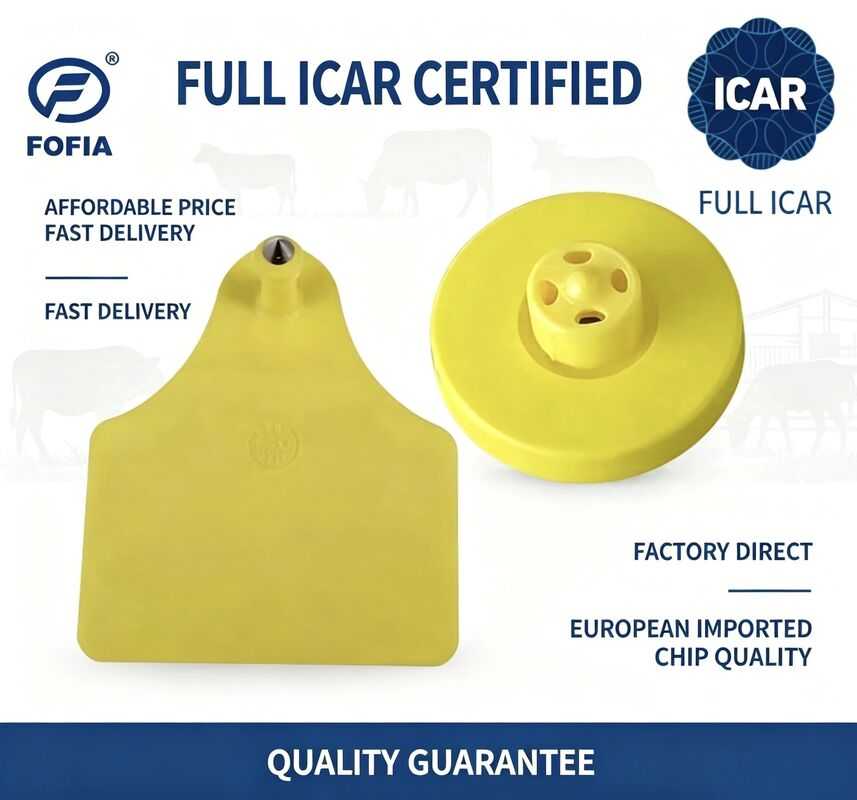 Полный ICAR ET908+T905 водонепроницаемый RFID TPU Желтые ушные метки животных FDX-B 134.2Khz EM4305 Чипы КРС