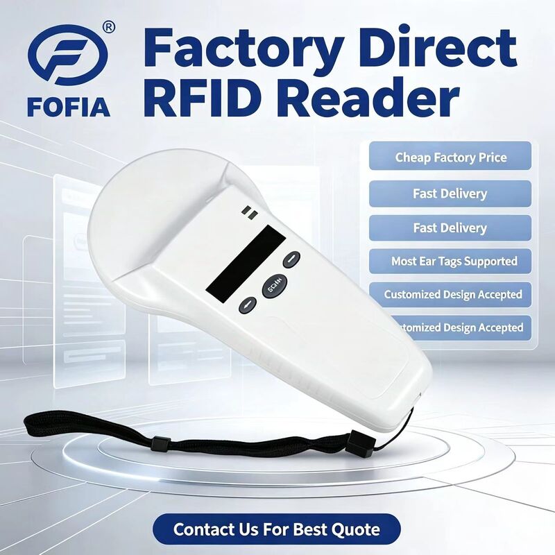 Водонепроницаемый портативный RFID-считыватель с OLED-экраном 128x32 USB для пластикового решения дальнего действия для домашних животных, ферм и ранчо, 125 кГц