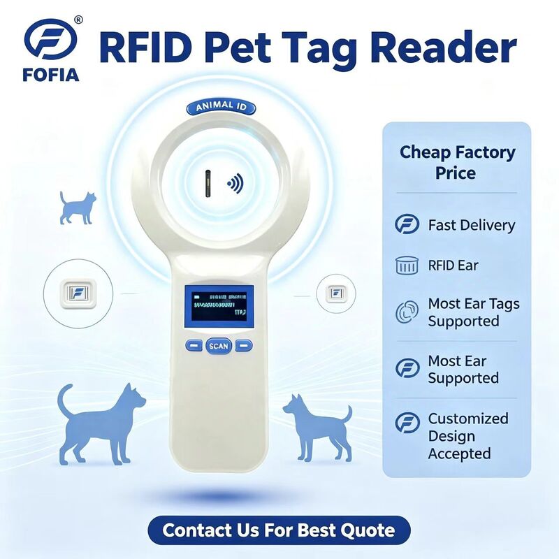 Прочный пластиковый PT200 RFID ручной считыватель с 128x64 OLED экраном ISO11784/5 Протокол чтения на большие расстояния для домашних животных и сельскохозяйственного использования