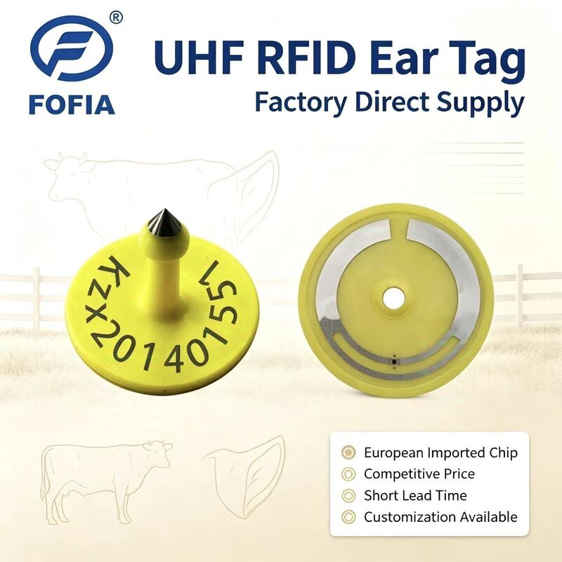 Fofia ICAR ET926 Водонепроницаемые RFID-бирки для ушей из ТПУ для животных FDX-B 134,2 кГц EM4305 Чипы для домашнего скота, крупного рогатого скота, свиней, овец