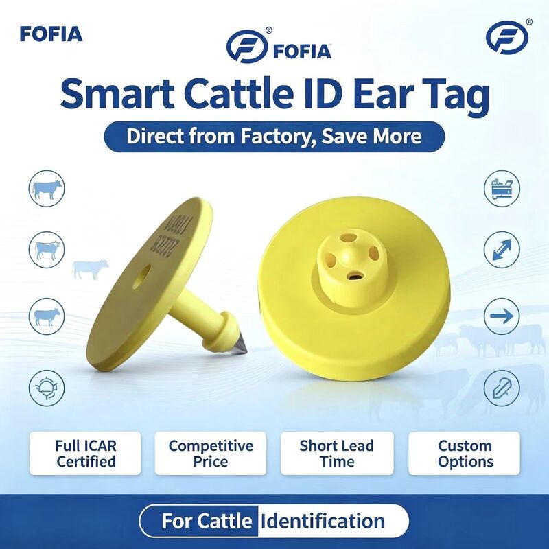 Полный ICAR ET908 + T901 Водонепроницаемые RFID LF ТПУ Желтые ушные бирки для животных 14,5 мм EM4305 Чипы 5 лет гарантии Крупный рогатый скот Fofia