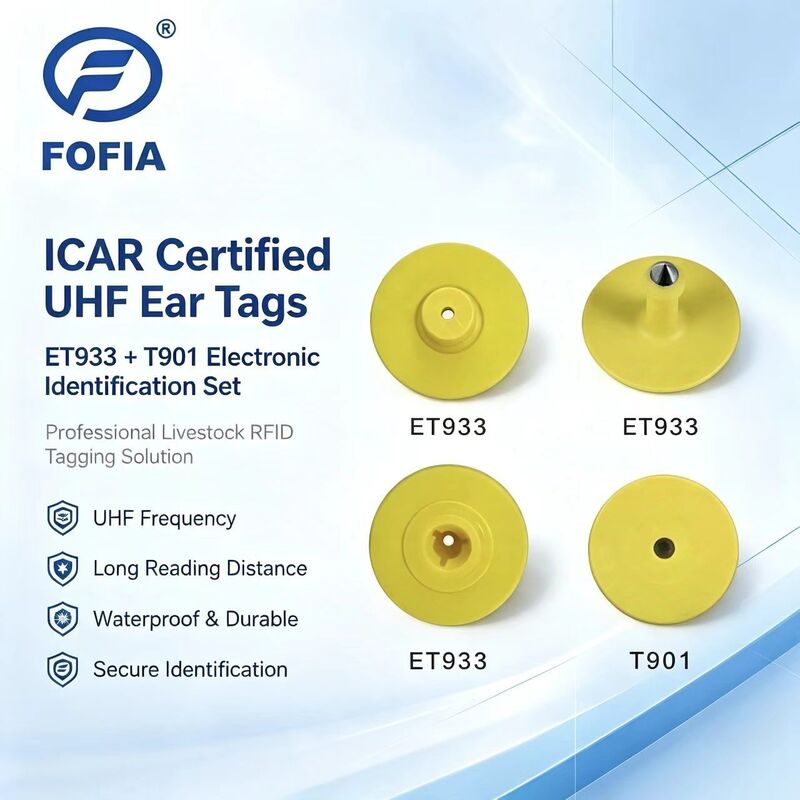 Новый UHF электронный водонепроницаемый RFID TPU 5,7 мм Желтые ушные метки ET933 + T901 Чипы 5 лет гарантии