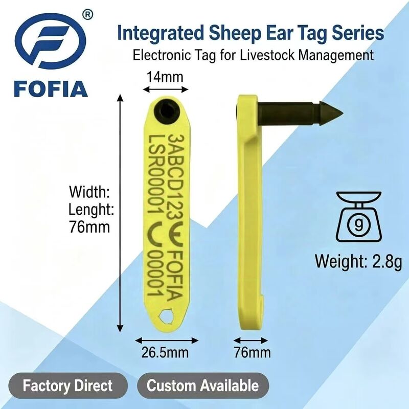 Новый Fofia HDX высокотемпературный устойчивый интегрированный антиотлив TPU лазерно-кодированный электронный ET969 Yellow Sheep RFID Ear Tag 1.5