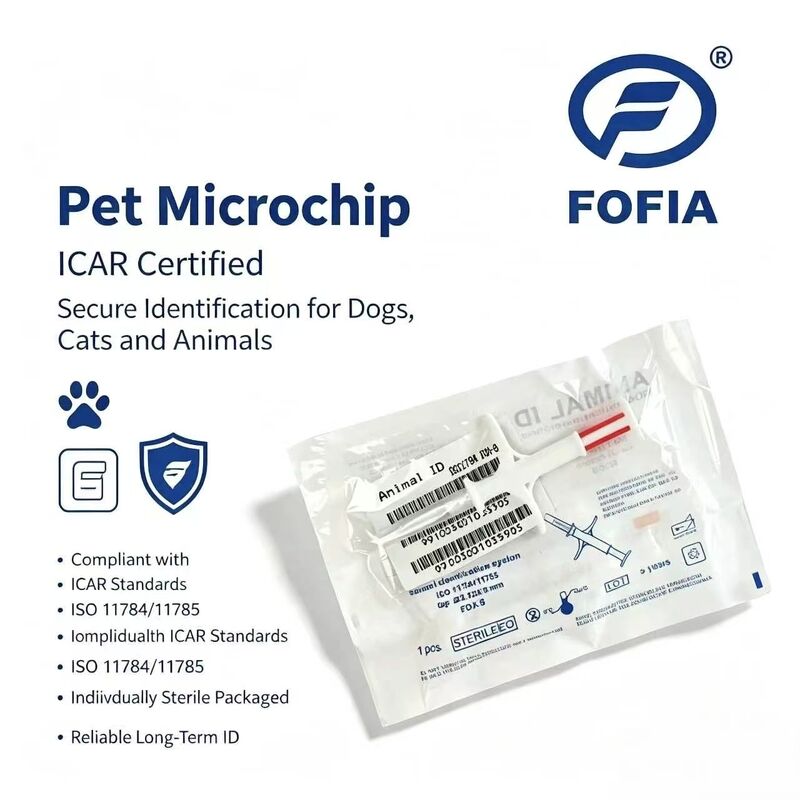 Водонепроницаемый Fofia Новый горячий продажа RFID 134.2кГц PP Материал ID собаки микрочип Водонепроницаемый сельскохозяйственное использование домашнее животное Инъекция 1,5 года Ушная метка