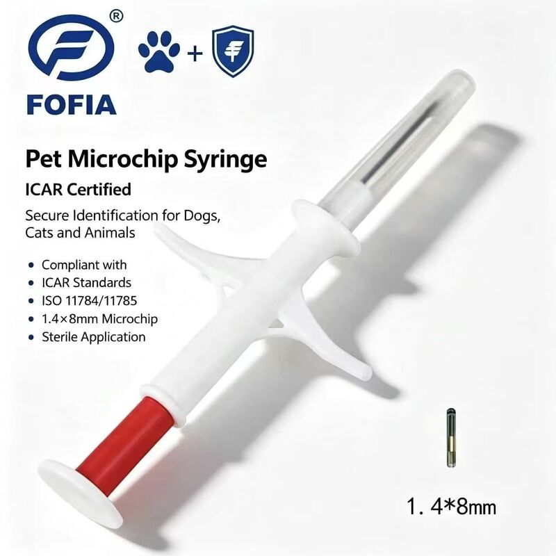 ICAR-сертифицированная RFID-ушная бирка FOFIA ZS007 для животных, микрочип FDX/EM4305, водонепроницаемость IP67, белый ПП, 1.4x8 мм, для собак, кошек, домашних животных