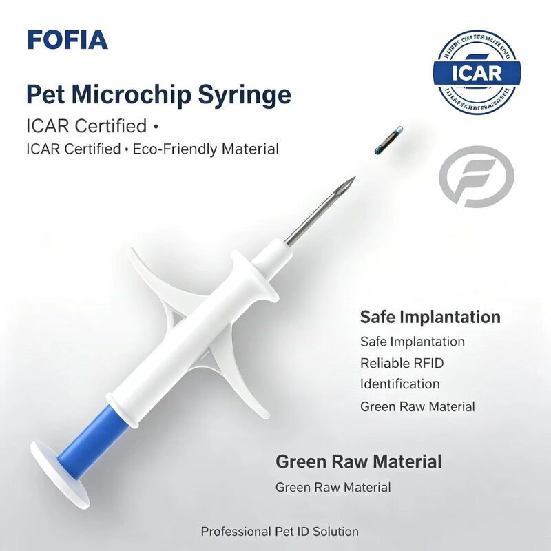 FOFIA ZS007 ICAR Сертифицированный 134.2kHz RFID Животный микрочип FDX/EM4305 IP67 водонепроницаемый Белый PP 1.4x8mm Собака Кошка Кролик Кровь Новый